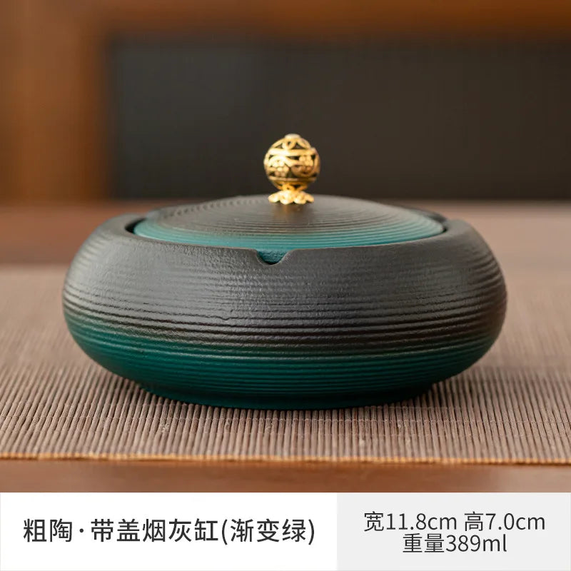 European Ceramic Ashtray with Lid – Creative Home & Office Decor