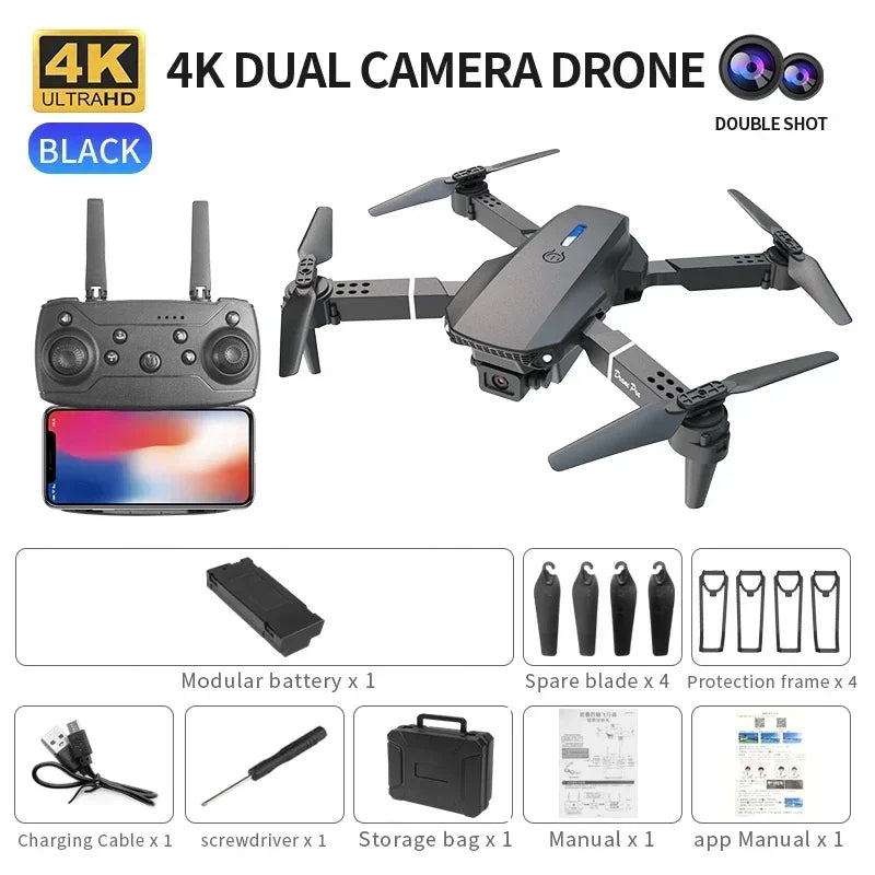 E88 Pro Mini Drone with 4K HD Camera WiFi FPV Foldable Quadcopter RC Helicopter for Adults/Kids Remote Control Toy Gift
