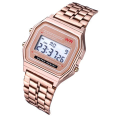 F91W LED Digital Watch – Steel Band, Multi-Functional Sports & Business Clock