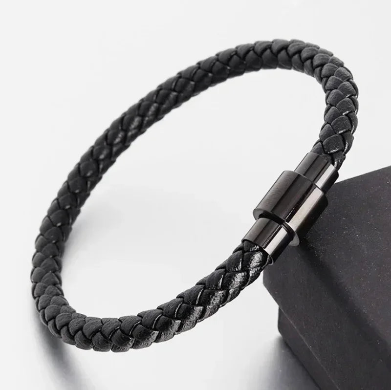 Men’s Star of David Bracelet – Vintage Leather Braided Judaica Jewelry ✡️🖤