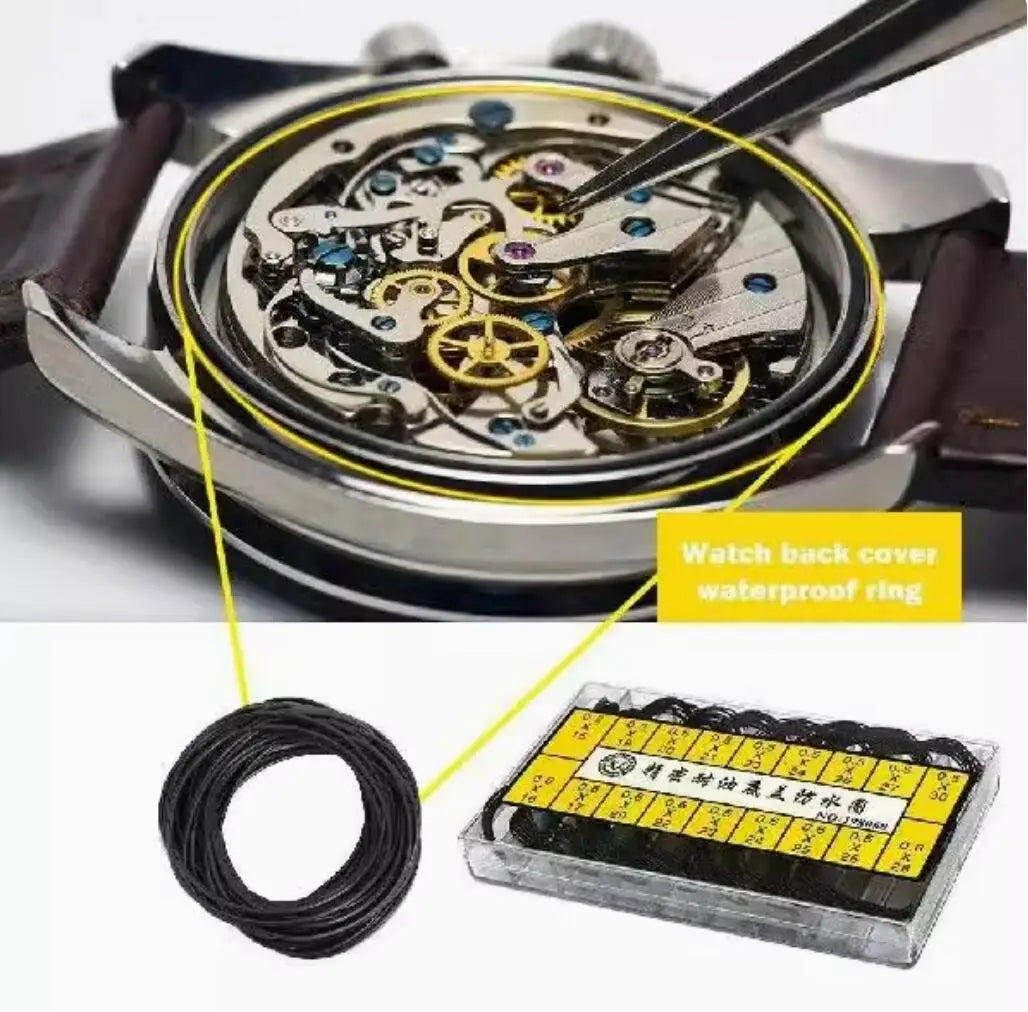 200pcs Watch Back Case O-Ring Gaskets – Rubber, Waterproof