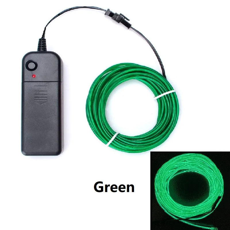 1m 3m 5m Glow EL Wire Neon Cable for Christmas Dance Party DIY Costumes Multicolor Illuminated Light AA Battery  Lamp LED Strip