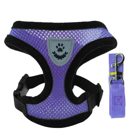Cat & Dog Harness Vest – Adjustable Mesh Leash Collar for Small to Medium Pets