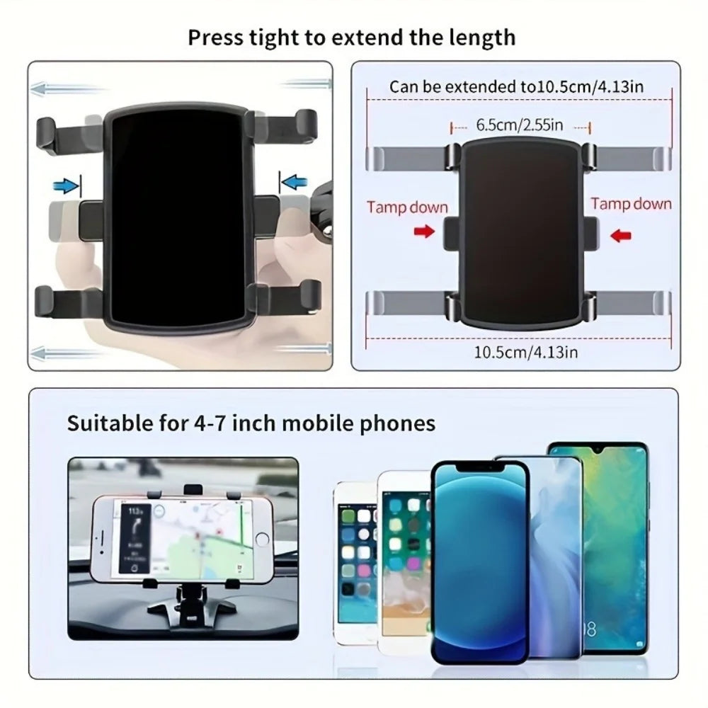 Universal Car Phone Holder – 360° Rotating Dashboard Mount for Smartphones