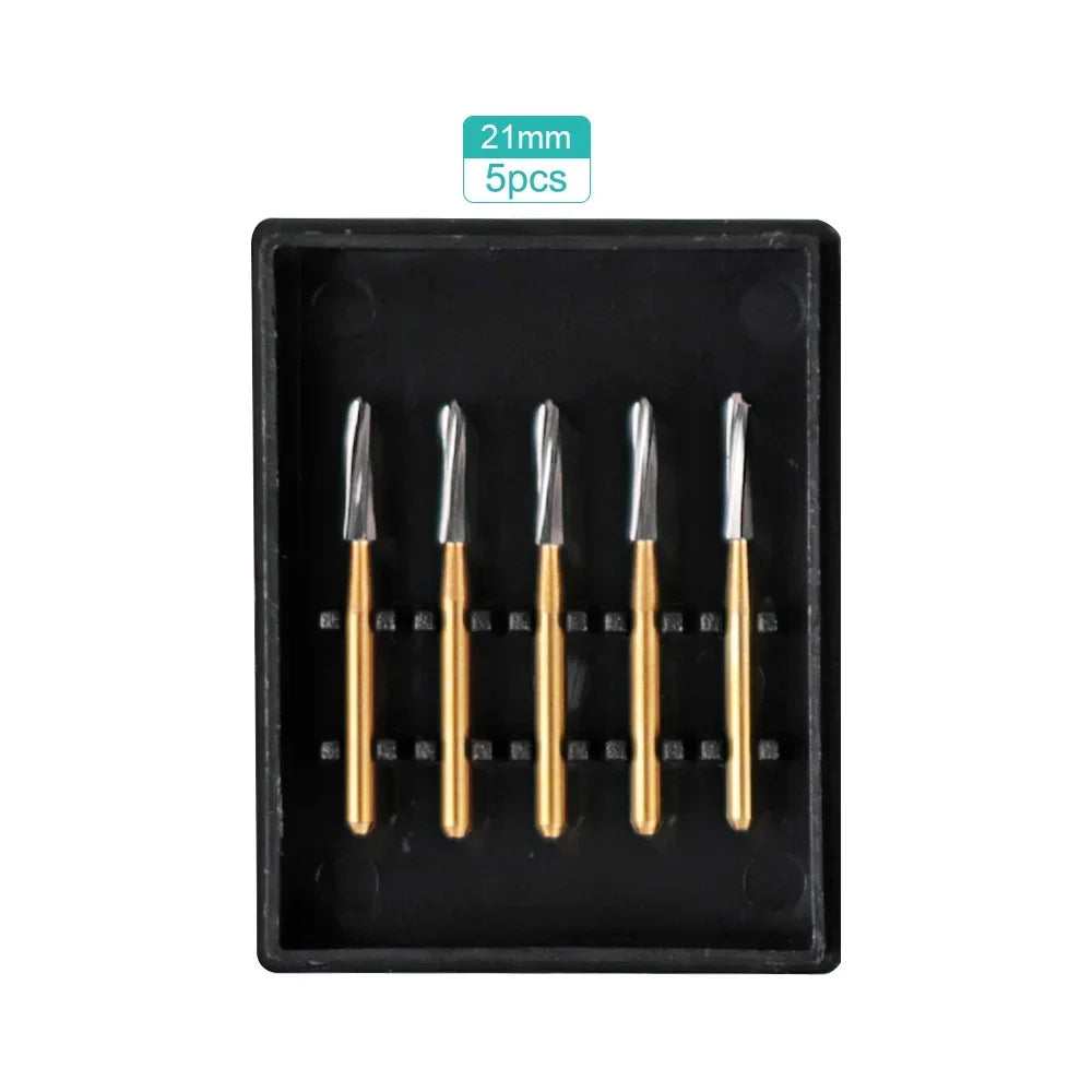 5pcs Dental Endo Z Burs – Tungsten Carbide, 21/25/28mm