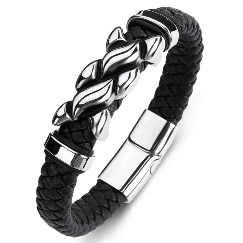 Men’s Star of David Bracelet – Vintage Leather Braided Judaica Jewelry ✡️🖤