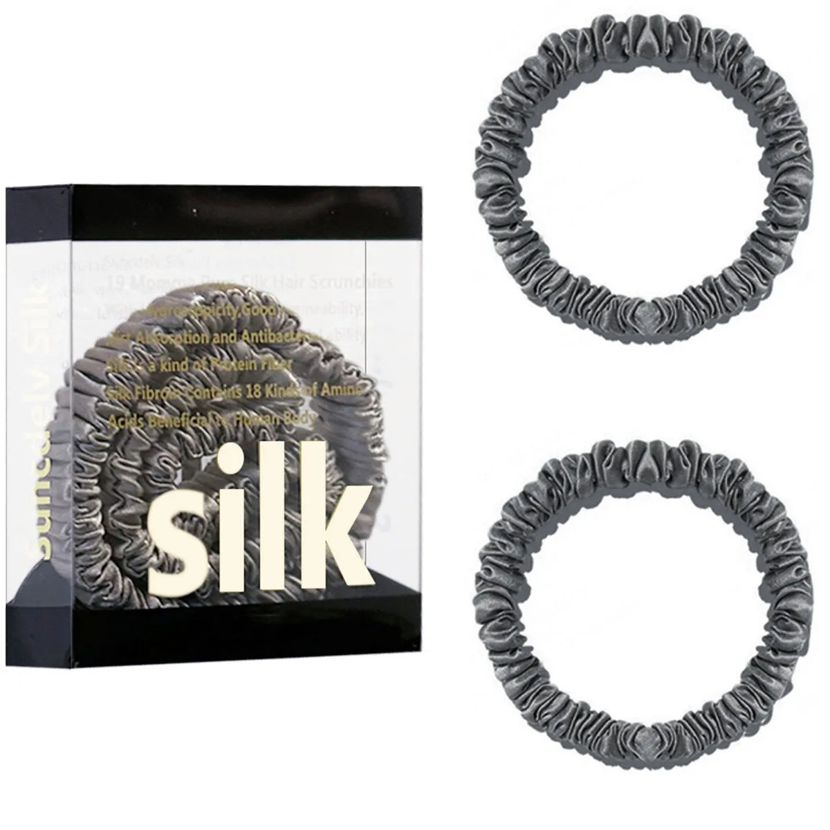 2PCS Box Mulberry Silk Scrunchies Women Grils Hair Ties for Hair Sleep No Damage Hairband Curly Hair Elastics Ponytail Holder
