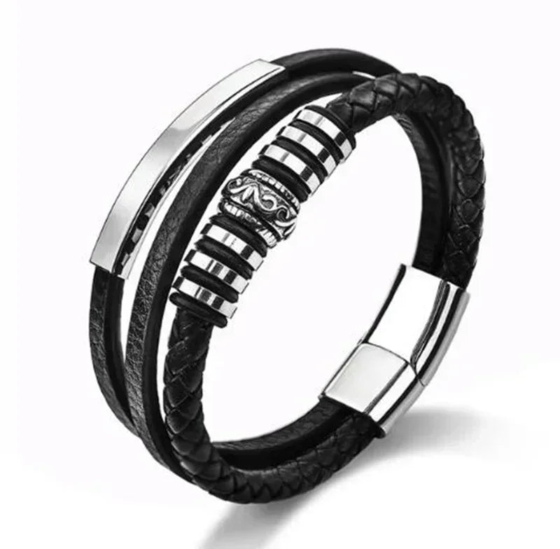 Men’s Star of David Bracelet – Vintage Leather Braided Judaica Jewelry ✡️🖤