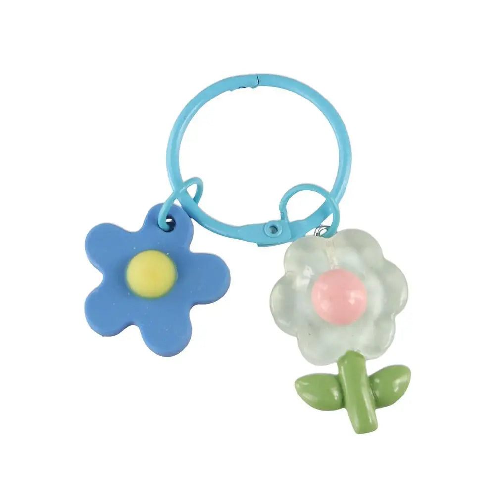 Fashion Key Chains Bag Hanging Pendant Car Keyring Cute Mini Flower Keychain Kawaii Colorful Resin Floral Key Ring