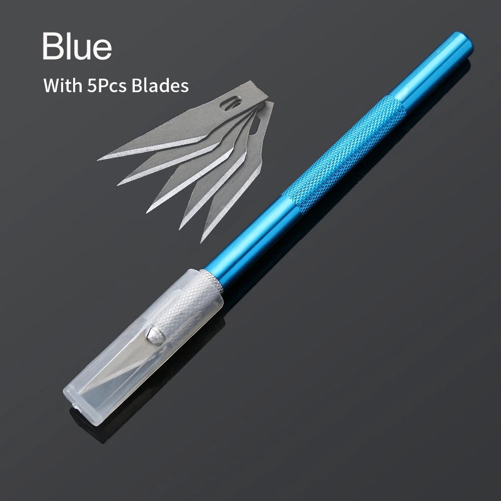 Non-Slip Metal Scalpel Kit – 5 Blades for DIY Repair & Craft