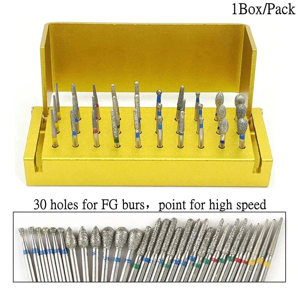 30pcs Aluminum Dental Burs Kit – Diamond Burs with Holder