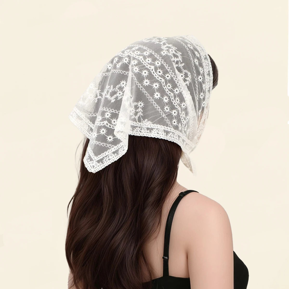 Women’s Lace Triangle Hair Scarf – Vintage Retro Headband & Elegant Hair Accessory