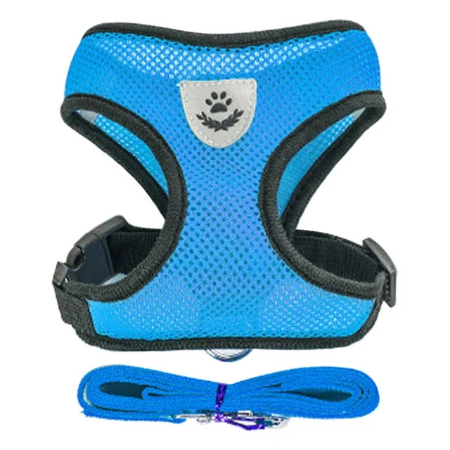 Cat & Dog Harness Vest – Adjustable Mesh Leash Collar for Small to Medium Pets