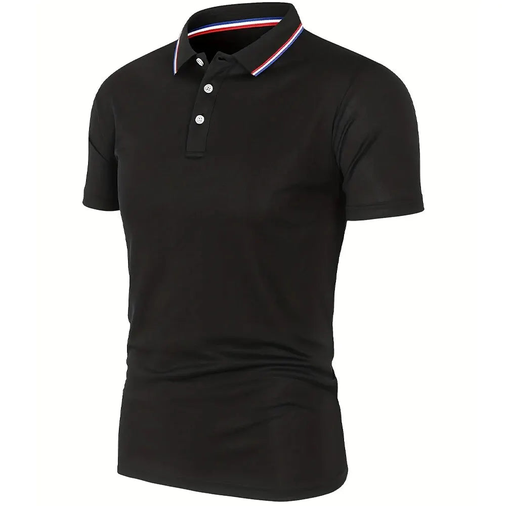 Men’s Summer Polo Shirt 2025 – Breathable Solid Color Short Sleeve T-Shirt