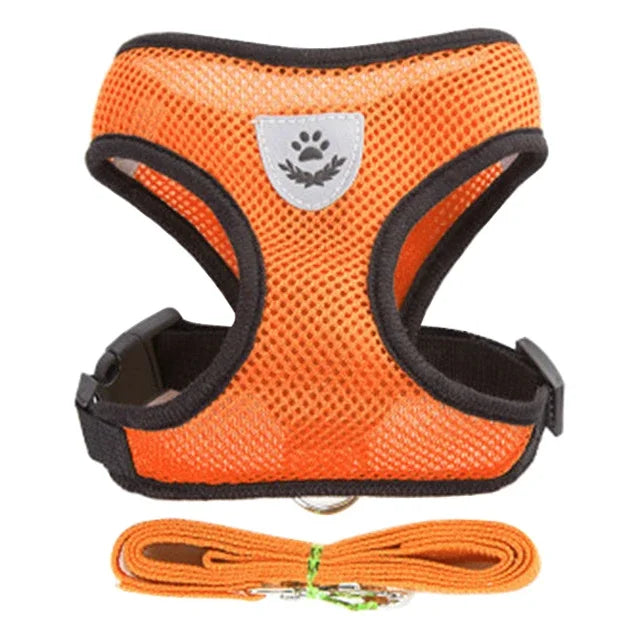 Cat & Dog Harness Vest – Adjustable Mesh Leash Collar for Small to Medium Pets