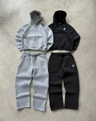2025 Casual Embroidered Tracksuit – Zipper Hoodie & Sweatpants, Unisex Y2K Retro Style