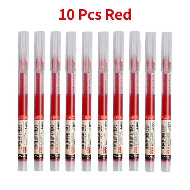 10pcs Needle Gel Pens – High-Quality Liquid Ballpoint, Kawaii Stationery