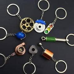 Creative Mini Auto Parts Car Wheel Keychain Auto Enthusiast Metal Keyring Accessories Key Ring Chain for Men Woman Lover Gift