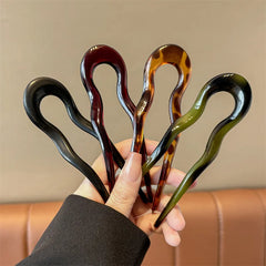 U-Shaped Tortoiseshell Hair Fork – Acrylic Hairpin & Geometric Hair Accessory