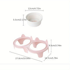 Inclined Double Ceramic Bowl – Protects Pet’s Neck