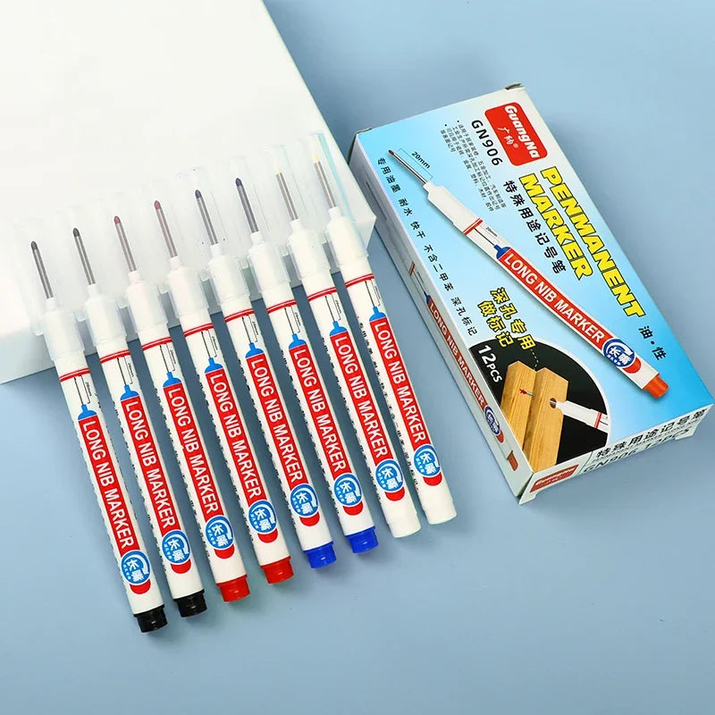 4Pcs/Set 20mm Deep Hole Long Nib Head Markers For Metal Perforating Pen Waterproof Bathroom Woodworking Decoration Multi-Purpose