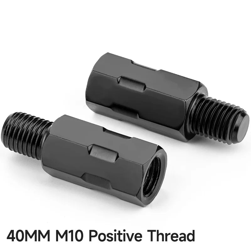 2PCS Longer Extension Black Motorcycle Rear Mirror Adapter M8 8mm M10 10mm Anti clockwise Right Left Hand Thread Changing Screw