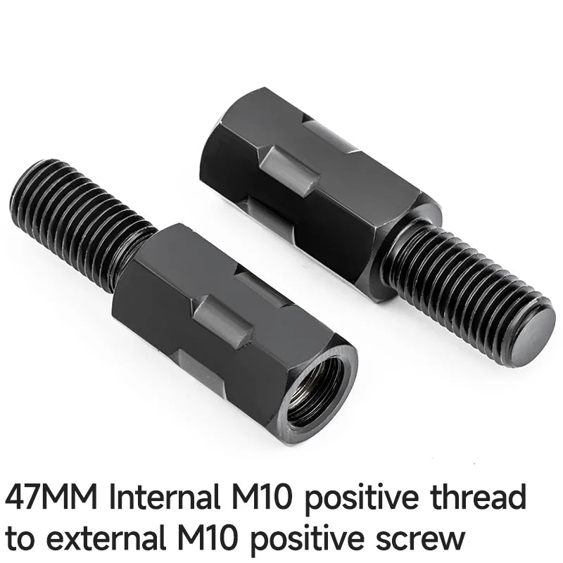 2PCS Longer Extension Black Motorcycle Rear Mirror Adapter M8 8mm M10 10mm Anti clockwise Right Left Hand Thread Changing Screw