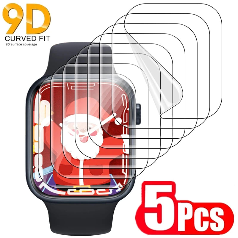 5PCS Hydrogel Film Screen Protector for Apple Watch (38–49mm) ⌚✨