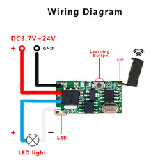 433MHz Wireless Remote Control Switch Long Range Receiver 3.6V 12V 24V and 433 MHz Transmitter LED Remote Control Switch Module