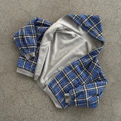 Grey Oversized Reversible Hoodie – Plaid Lining, Unisex Streetwear