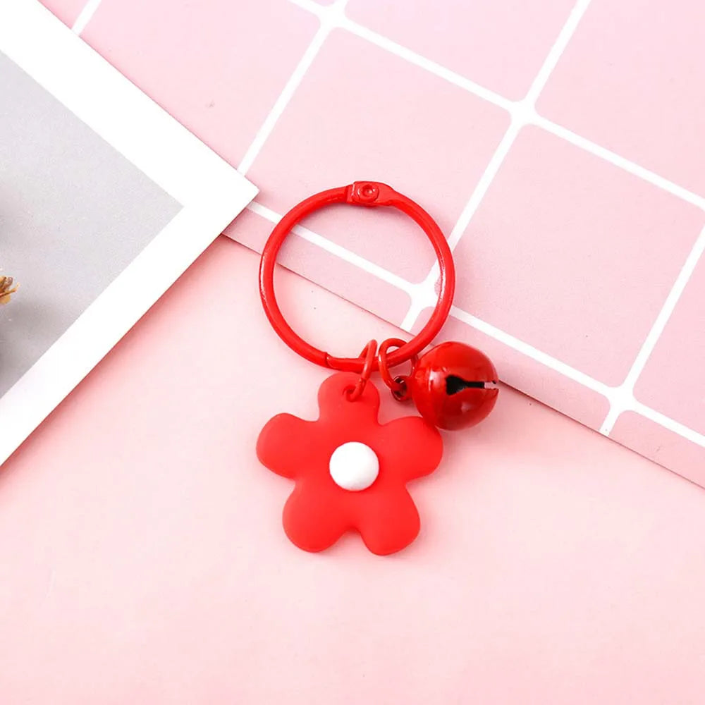 Fashion Key Chains Bag Hanging Pendant Car Keyring Cute Mini Flower Keychain Kawaii Colorful Resin Floral Key Ring