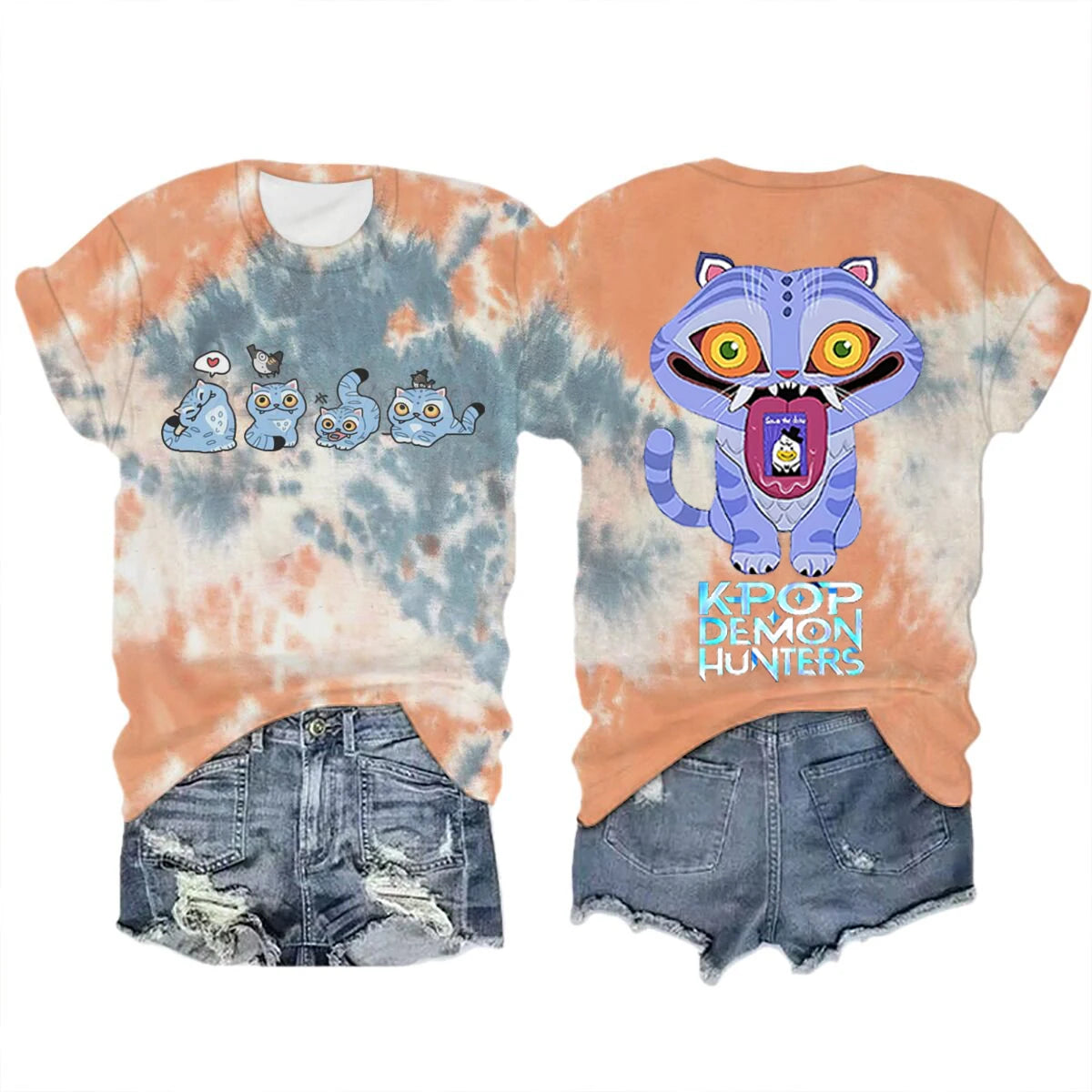 Derpy Tiger Kpop Demon Hunters Shirt Manga Tee for Fans Crew Neck Short Sleeve Tee K-pop Demon Hunters Tiger Funny T Shirts