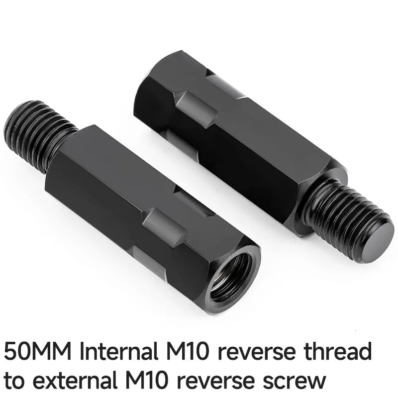 2PCS Longer Extension Black Motorcycle Rear Mirror Adapter M8 8mm M10 10mm Anti clockwise Right Left Hand Thread Changing Screw