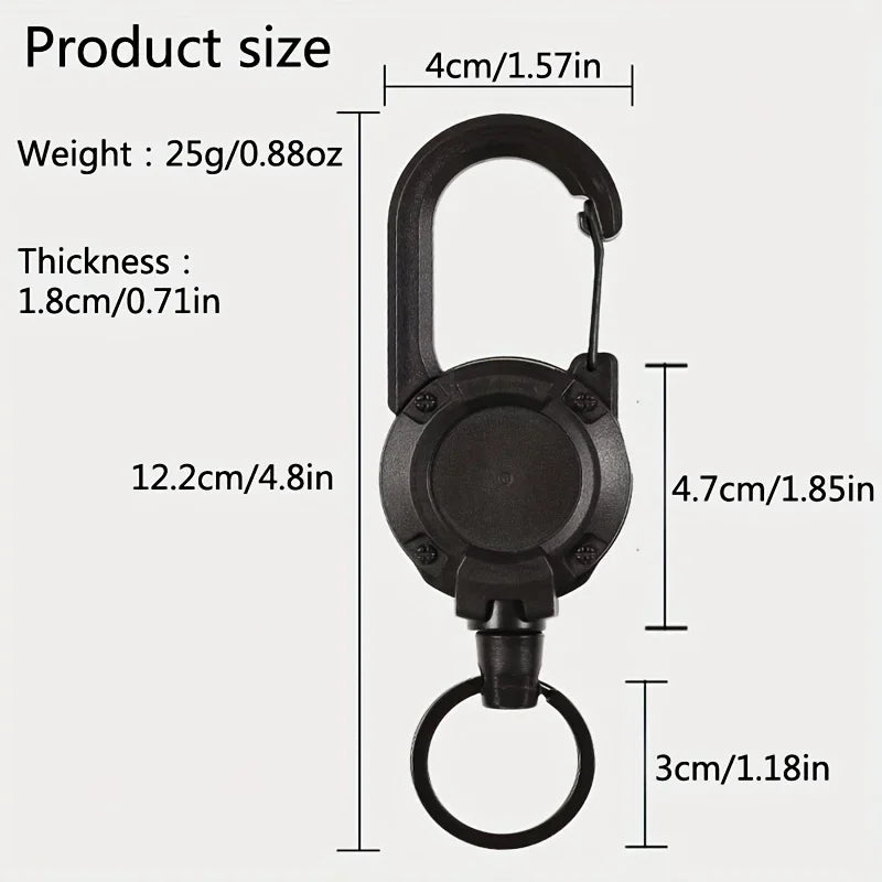 Retractable Keychain Holder – Heavy Duty Badge Reel with Carabiner Clip 🔑⛓️