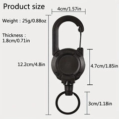 Retractable Keychain Holder – Heavy Duty Badge Reel with Carabiner Clip 🔑⛓️