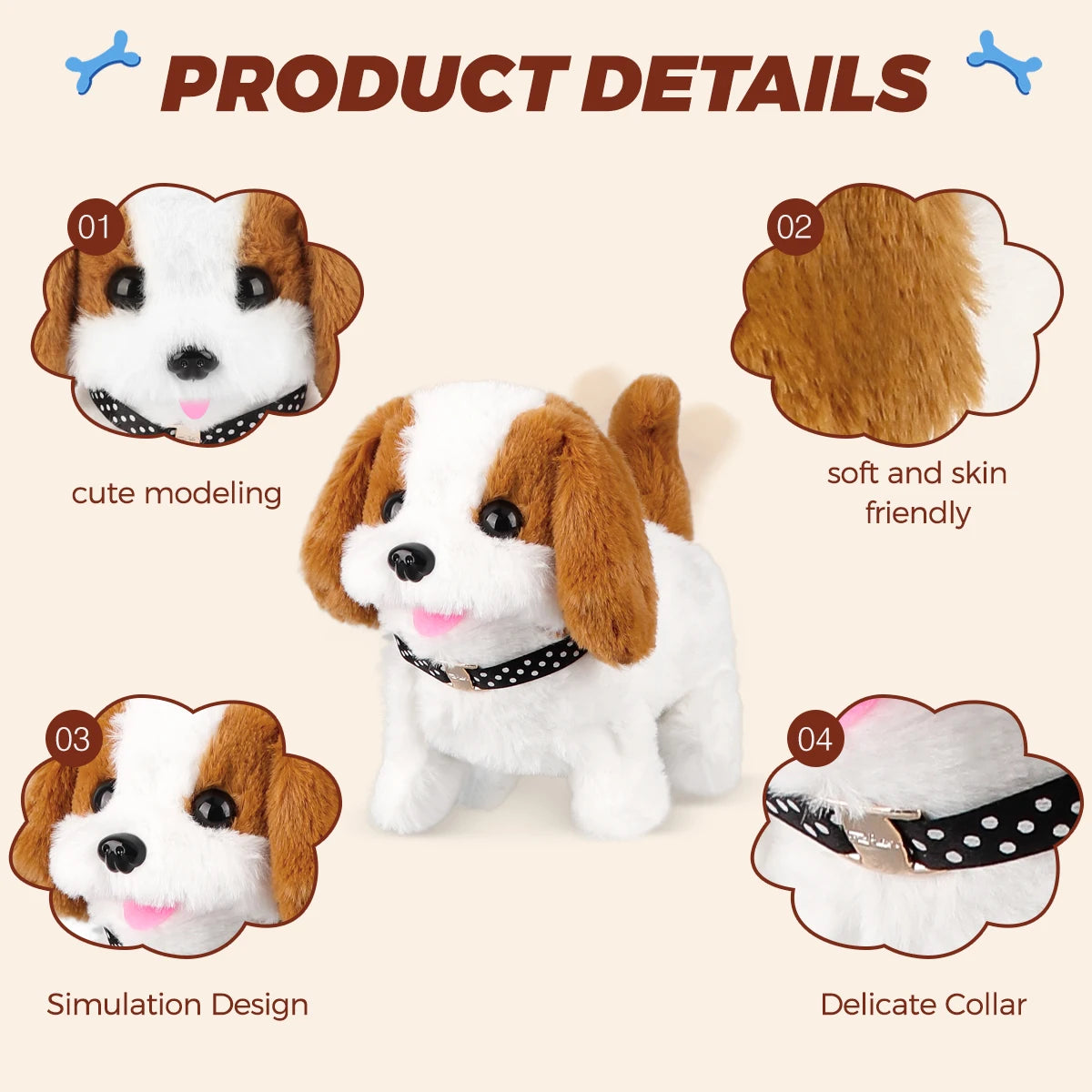 Plush Electric Puppy Toy – Walking, Barking, Nodding Dog for Kids Gifts 🐶🎁