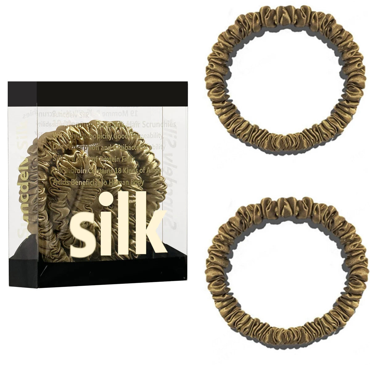 2PCS Box Mulberry Silk Scrunchies Women Grils Hair Ties for Hair Sleep No Damage Hairband Curly Hair Elastics Ponytail Holder