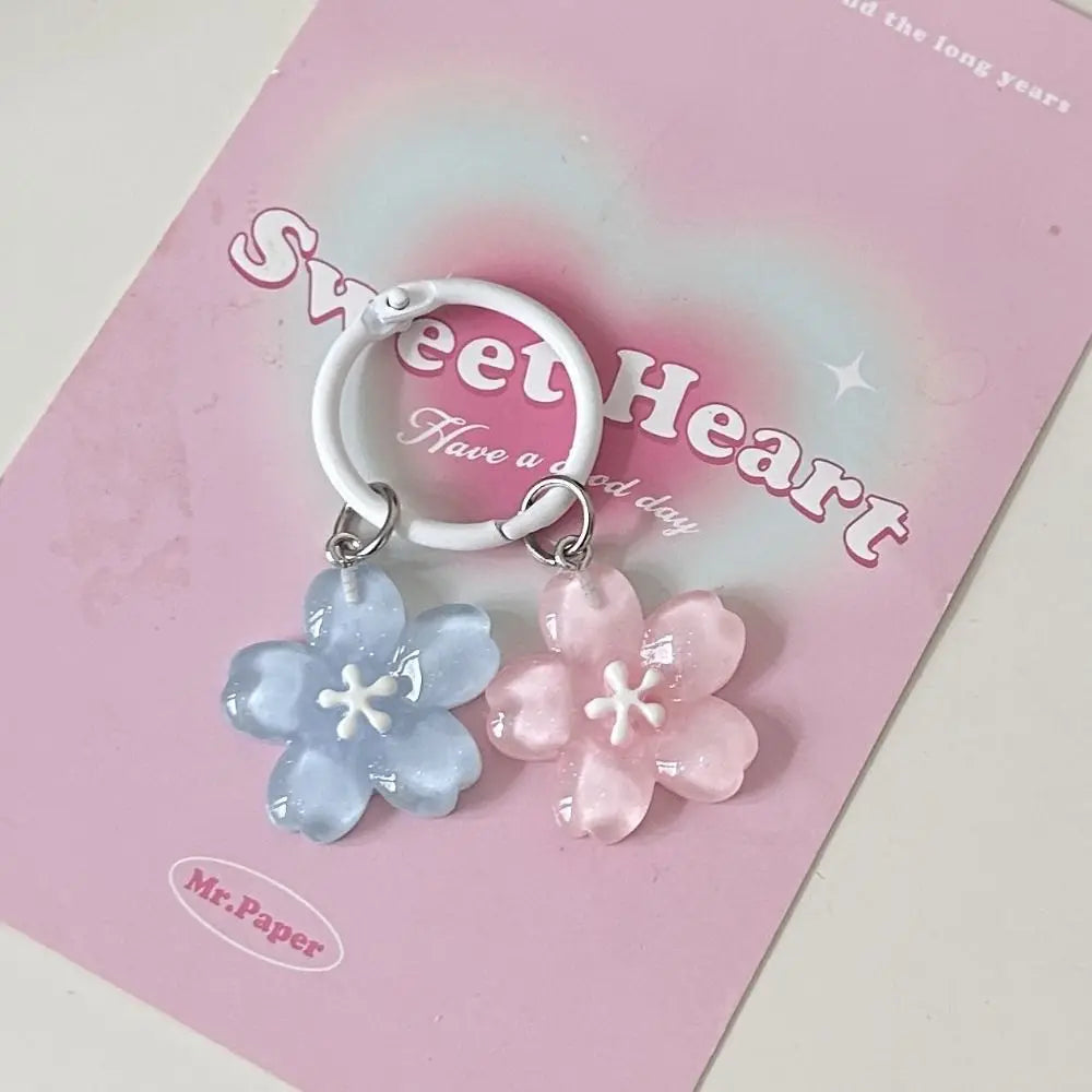 Fashion Key Chains Bag Hanging Pendant Car Keyring Cute Mini Flower Keychain Kawaii Colorful Resin Floral Key Ring