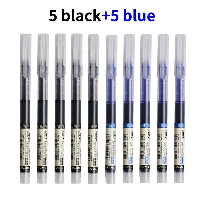 10pcs Needle Gel Pens – High-Quality Liquid Ballpoint, Kawaii Stationery