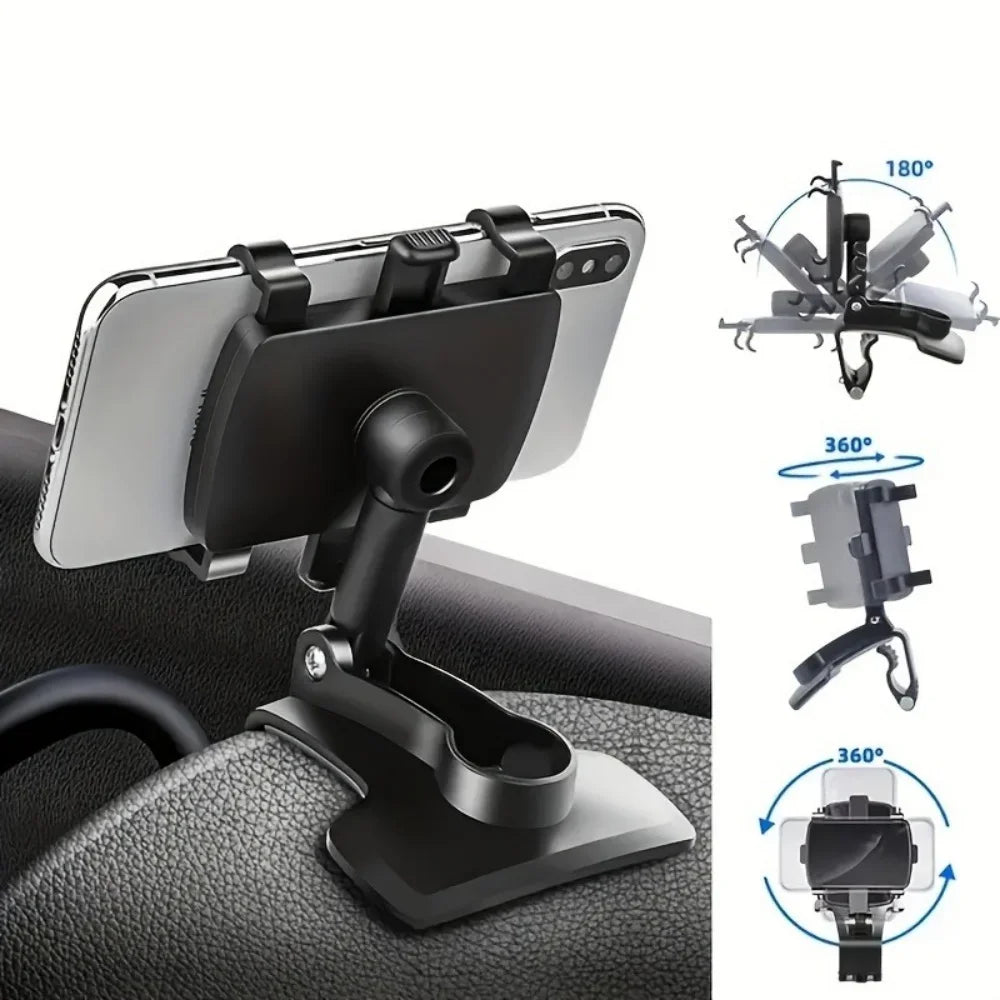 Universal Car Phone Holder – 360° Rotating Dashboard Mount for Smartphones