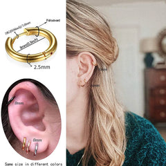 Stainless Steel Small Hoop Earrings – Unisex Cartilage Piercing Jewelry ✨👂