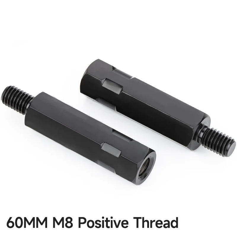 2PCS Longer Extension Black Motorcycle Rear Mirror Adapter M8 8mm M10 10mm Anti clockwise Right Left Hand Thread Changing Screw