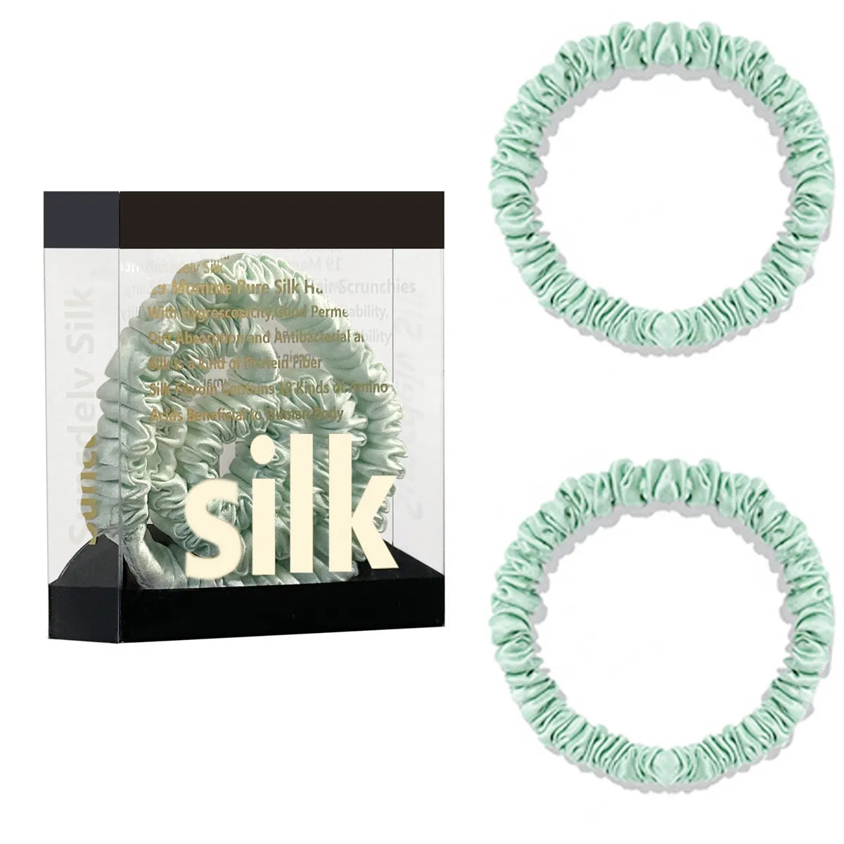 2PCS Box Mulberry Silk Scrunchies Women Grils Hair Ties for Hair Sleep No Damage Hairband Curly Hair Elastics Ponytail Holder