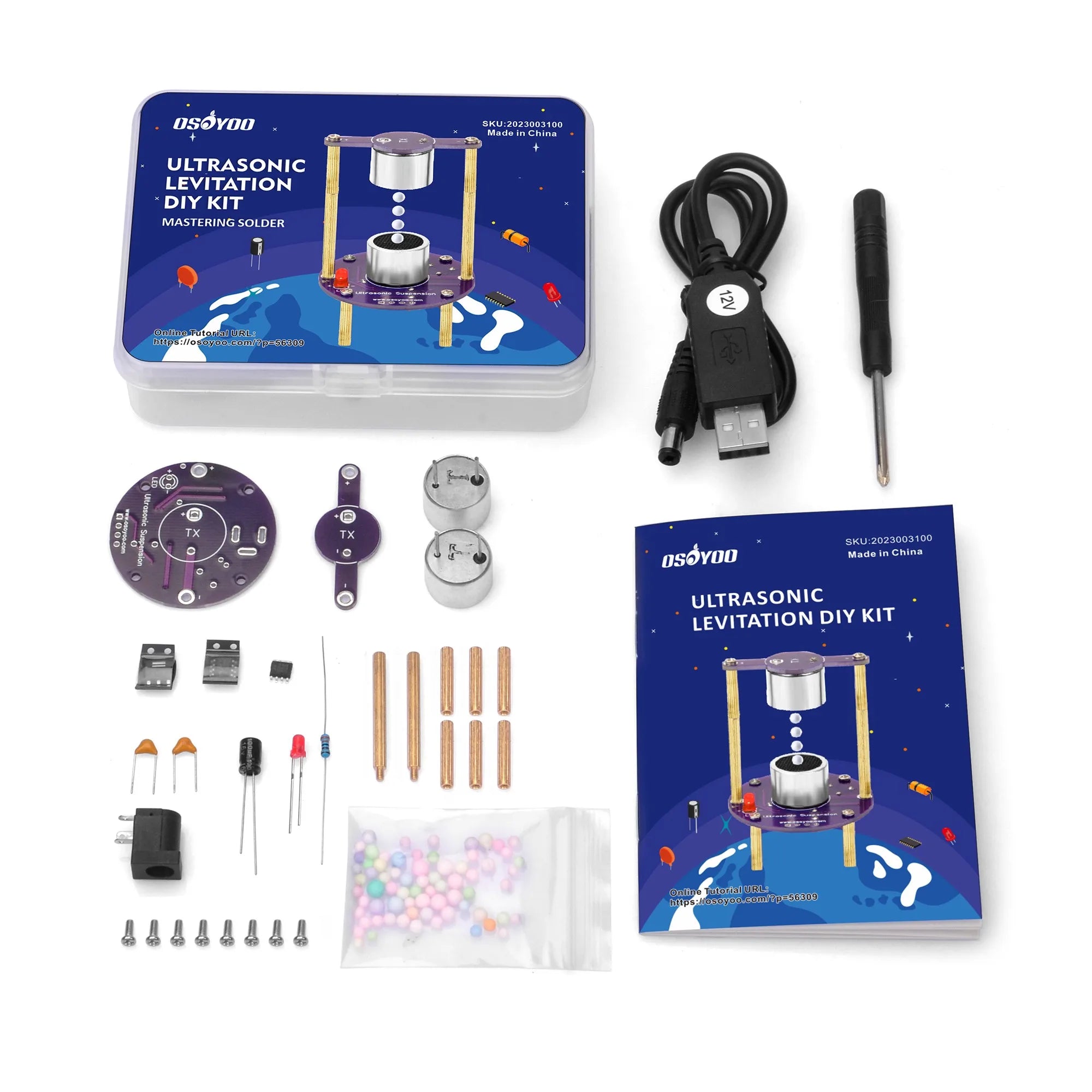 OSOYOO Soldering Practice kit To DIY Ultrasonic Levitation Project With USB Cable for Learning Solder Beginner Adults