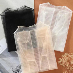 Spring Summer Women Sexy Black Mesh Tops Bottoming T Shirts Transparent Sheer Blouses Turtleneck Streetwear Tees Sunscreen Top