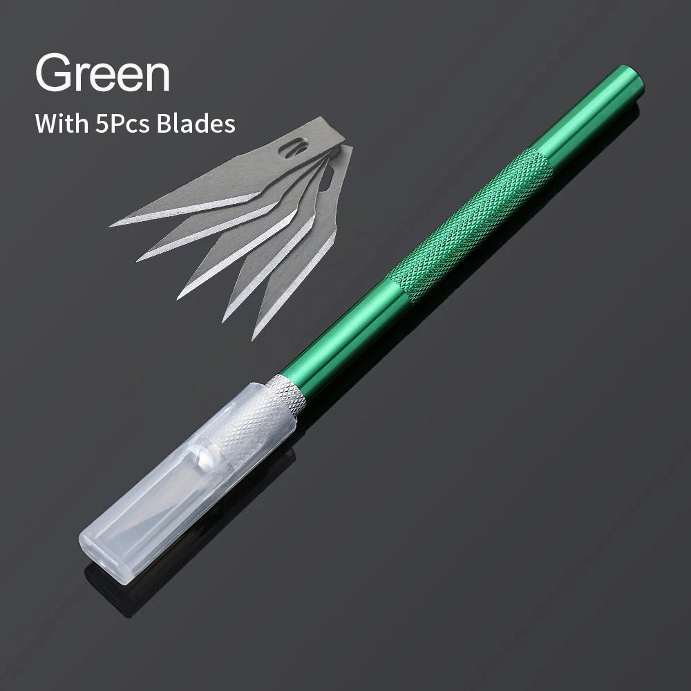 Non-Slip Metal Scalpel Kit – 5 Blades for DIY Repair & Craft