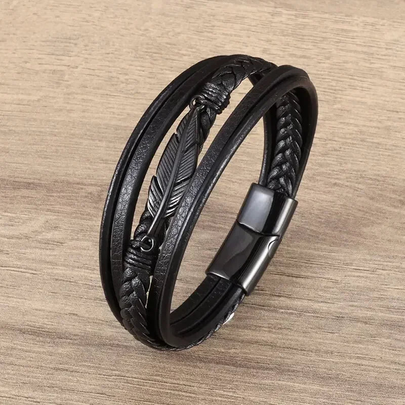 Men’s Star of David Bracelet – Vintage Leather Braided Judaica Jewelry ✡️🖤
