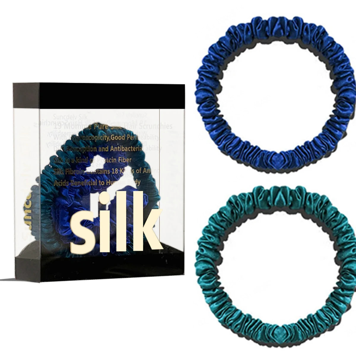 2PCS Box Mulberry Silk Scrunchies Women Grils Hair Ties for Hair Sleep No Damage Hairband Curly Hair Elastics Ponytail Holder