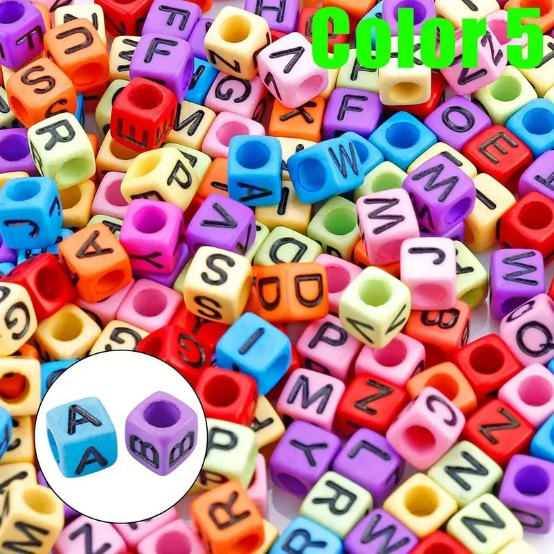 500/100pcsAcrylic Alphabet Cube Beads, Assorted A-Z Letter Spacer Beads for Bracelet, Necklace DIY Jewelry Making Craft Supplies