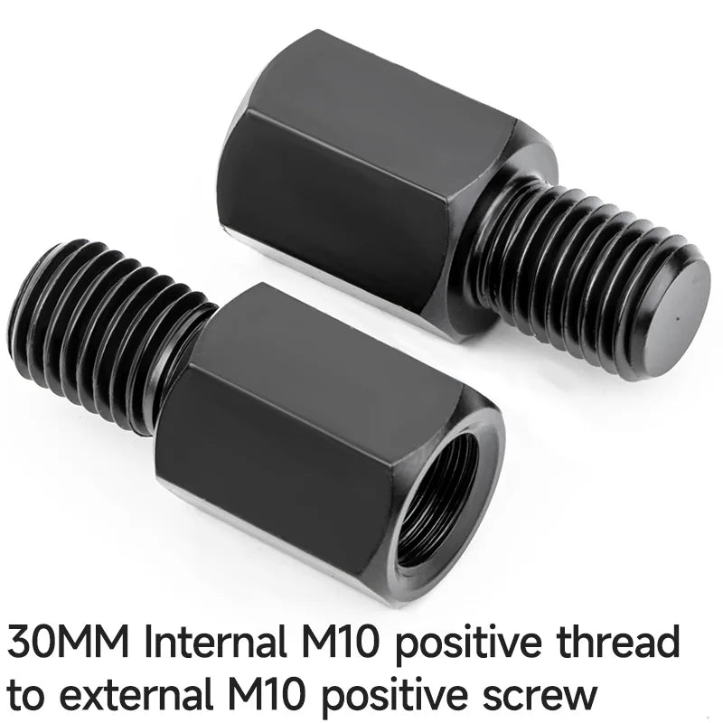 2PCS Longer Extension Black Motorcycle Rear Mirror Adapter M8 8mm M10 10mm Anti clockwise Right Left Hand Thread Changing Screw